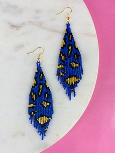 Violet Earrings, Cheetah Design, Bohemian Theme, Native American Beaded Earrings, Native American Beading, Delray Beach, Plate Design, Hand Beading, Beaded Earrings