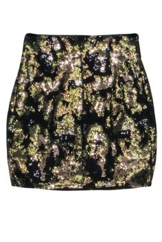 Unleash your fashion flair with a fun and flirty sequin skirt from IRO. It's an ideal choice for a night out with the girls or a romantic rendezvous with your significant other. Pair it with a black top and strappy heels for a captivating look that's sure to turn heads. Size 2 (FR 34) Shell 100% Polyester Lining 100% Polyester Concealed center back zipper closure Black and green sequin print Waist 25” Total length 17” Sequin Mini Skirt, Sequin Mini Skirts, Green Sequins, Sequin Mini, Significant Other, Strappy Heels, Black Top, A Romantic, Black Green