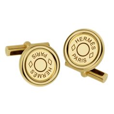 Hermes Paris Clou de Selle Large Vintage Yellow Gold Cufflinks 0003204 Luxury Hallmarked Yellow Gold Cufflinks, Luxury Yellow Gold Classic Cufflinks, Luxury Formal Cufflinks, Luxury Cufflinks For Formal Occasions, Luxury Formal Jewelry With Polished Finish, Luxury Polished Finish Jewelry For Formal Occasions, Elegant White Gold Cufflinks With Polished Finish, Hallmarked Classic Cufflinks For Business, Luxury Engraved Cufflinks For Formal Occasions