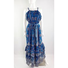 Gorgeous Blue Floral Sasha Ruffled Belted Maxi Dress By Anthropologie. Size Small & Medium Available. 100% Viscose. New With Tags. Original Retail Price $198. Total Length From Top Of Shoulder: (S) 54" , (M) 55" Chest Armpit To Armpit: (S) 19" , (M) 19.5" Smoke Free Home. Denim Chambray Dress, Belted Maxi Dress, Eyelet Maxi Dress, Blue Floral Maxi Dress, Pink Floral Maxi Dress, Maxi Dress Pattern, Tie Dye Maxi Dresses, Embroidered Maxi Dress, Chambray Dress