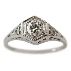 A Bernadette diamond vintage engagement ring circa 1935 Antique Wedding Rings Vintage, Zircon Engagement Ring, Vintage Diamond Engagement Rings, Wedding Bands For Men, Dinner Ring, Vintage Wedding Rings, Unusual Engagement Rings, Love Com, Engagement Rings Vintage