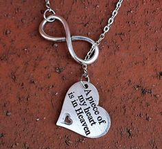 A Piece of my Heart is in Heaven - Memorial Jewelry - Infinity Necklace - Infinite love jewelry - Et Dog Memorial Jewelry, Remembrance Jewelry, Infinite Love, Awareness Bracelet, Chain Loop, Rainbow Necklace, Love Jewelry, Jewelry Post, Memorial Necklace