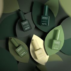 Travel to the lush heart of the tropics with our Rio de Janeiro ombre series! With this collection of lively greens, you’ll almost taste the caipirinhas and hear the music of Carnival! The French Ombre series of five different shades allows you to create the perfect ombre French. Each of our colors have been formulated from a richly pigmented, medium viscosity gel that offers flawless opacity in just two coats or less. Every bottle also comes with our revolutionary in-bottle Angled Brush-X, whic French Manicure Ombre, French Manicure Gel, Nail Paint Shades, Gel French Manicure, French Ombre, Green Nail Art, Gel Set, Manicure Gel, Aesthetic Green