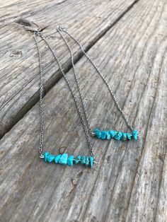 "This trendy turquoise bar necklace is great for simple weekday outfits! Add a little southern style to your day! -necklace is approx 18\" in length -turquoise chip bar is approx 1 1/2\" long - turquoise is faux not authentic -chain is stainless steel All necklaces come with an 18\" chain, please specify in notes if you would like longer or shorter. *extra charges may apply for lengthening. All my jewelry comes gift boxed and ready for gift giving, whether it is a gift for you or someone special Weekday Outfits, Chip Bar, Western Fashion Jewelry, Turquoise Bar Necklace, Turquoise Bar, Cowgirl Accessories, Country Jewelry, Western Accessories, Cowgirl Jewelry