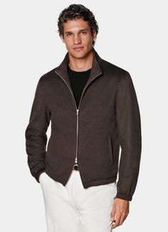 Elegant Men Style, Cashmere Fabric, Elegant Man, Ermenegildo Zegna, High Collar, Shirt Jacket, Dark Brown, Bomber Jacket, Cashmere