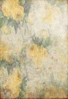 an old paper with yellow roses on it