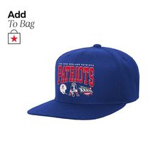 in stock Adjustable Flat Bill Hats For Fan Merchandise, Adjustable Flat Bill Hat For Fan Merchandise, Fan Merchandise Snapback Hat With Letter Print, Snapback Hats With Letter Print For Fans, Letter Print Snapback Hats For Fans, Mitchell & Ness, New England Patriots, Big Boys, Snapback Hat