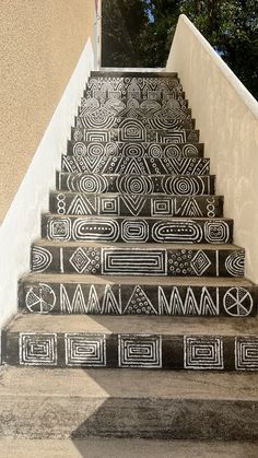 some steps with designs painted on them