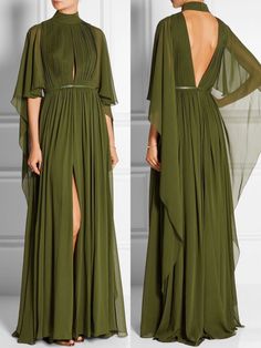 Gaun Koktail, Skirt Extender, Mode Tips, 파티 드레스, Chiffon Gown, Outfit Trends, Autumn Wedding, Green Silk