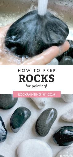 rocks are being washed and put into a bucket with water in it to make them look like they're getting wet