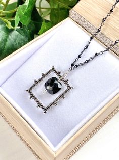 Black Spinel Necklace - Black Gemstone Pendant - Black Jewelry - Spinel Frame Black Spinel Necklace, Spinel Necklace, Dim Light, Bali Silver, Spinel Gemstone, Black Diamonds, Black Jewelry