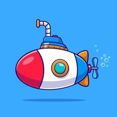 an image of a cartoon submarine with bubbles coming out of it's mouth and eyes