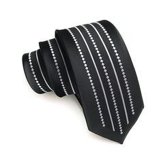 Slim Stripe Neck Tie — Shop Sassy Chick Adjustable Black Tie For Office, Black Summer Business Ties, Elegant Black Summer Ties, Black Summer Formal Ties, Classic Black Ties, Black Tie For Spring, Black Ties For Spring, Slim Tie, Wedding Party Gift