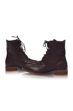 Add an edge to your chic style and cool-weather looks with these handcrafted Desert Seeker combat leather boots. Designed in a lace-up style with brass eyelets and a buckle strap on the back they fuse a rebellious and fierce attitude. Style your pair with your skirts, pants, and short dresses and you will love wearing them from season to season. Smooth leather lining and insole with embossed logo Lightly padded footbed Round shape toe Lace-up style Lightweight leather sole and heel 3 cm (1.2 in) Steampunk Leather Boots For Fall, Leather Ankle Moto Boots With Lace-up Fastening, Leather Ankle Moto Boots With Lacing, Western Leather Lace-up Combat Boots, Western Style Leather Lace-up Combat Boots, Western Style Lace-up Leather Combat Boots, Leather Weekender Bag, Maxi Wrap Dress, Sleeved Romper