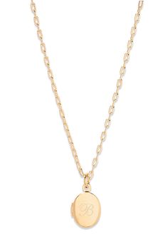 Please note that all sales are final. The Brook & York Initial Mini Oval Locket Necklace is feminine and delicate. The locket necklace is a perfect everyday piece of jewelry. This engravable necklace is the perfect custom gift for a bridesmaid, birthday for her, anniversary, or a gift for yourself. Important Customization Information: A brook & york representative will reach out via email to confirm desired customization after purchase. Production time of your piece does not start until after your customization has been received. Your order will be cancelled if your customization is not confirmed within 1 week from purchase. brook & york- As an American-inspired, American-made company it is important to us that all of our jewelry is made here in the USA with supreme care and loving attenti Elegant Oval Link Keepsake Necklace, Elegant Oval Link Charm Necklace For Gifts, Elegant Oval Link Necklace For Keepsake, Classic Personalized Oval Pendant Necklace, Classic Oval Pendant Personalized Necklace, Classic Oval Link Personalized Necklace, Elegant Medallion Locket Necklace For Personalized Gift, Classic Locket Necklace With Adjustable Chain As Gift, Oval Pendant Locket Necklace With Adjustable Chain For Keepsake