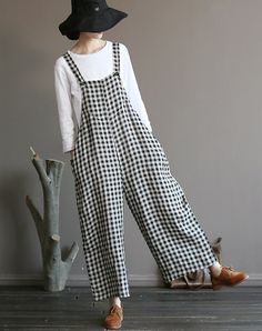 Features: 100%Linen Casual Plaid Pockets Loose Size: Free Size Waist to bottom : 105cm/41.33"; hips 118cm/46.46" Thighs 76cm29.92" Black Cotton Summer Overalls, Black Cotton Overalls For Summer, Casual Fitted Plaid Jumpsuits And Rompers, Casual Plaid Jumpsuits And Rompers For Summer, Casual Plaid Jumpsuit And Romper For Summer, Black Bib Front Jumpsuit For Summer, Casual Summer Plaid Jumpsuits And Rompers, Black Bib Front Jumpsuits And Rompers For Summer, Black Summer Jumpsuits And Rompers With Bib Front