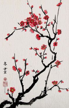 Cherry Blossom Artwork, Cherry Blossom Painting, Cherry Blossom Art, Chinese Brush Painting, Cherry Blossom Tattoo, Blossom Tattoo, Chinese Brush, Japon Illustration, Brush Painting