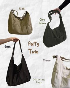 Puffy Tote Bags, List For School, Puffy Bags, Decorated Tote Bags, Cute School Bag, Puffy Bag, My Style Bags, Daily Bag, Diy Bracelet Designs