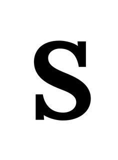 the letter s is shown in black and white