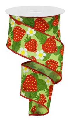 a roll of ribbon with strawberries on it