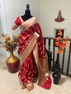 Exclusive bridal collection  Banarasi handwoven Pure katan  pure Katan silk handloom Weving meenakari jaal double Weving  Banarasi ssree Katan by katan silk 💯 pure metrial   Blouse is made with maggam work fits to 32 to 46 Shippinng free Book fast we customized blouse with pretty work and hangings and saree is done  fall and pico   ! Blouse embroidery also be done! saree is with Rich Pallu best quality assured ❤️ Wedding Reception Saree, Reception Saree, Blouse Embroidery, Organza Blouse, Work Fits, Maggam Work Blouses, Katan Silk, Maggam Work, Silk Wedding