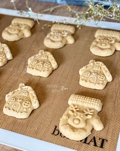 some cookies are on a cookie sheet and ready to be baked