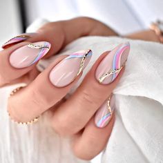 Unghie Sfumate, Colorful Nails, Fake Nails With Glue, Classy Nails, Chic Nails, Short Acrylic Nails, Nail Arts, Artificial Nails, Nail Polishes