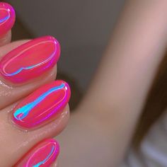 Fuschia Pink Nails, Nails Red Chrome, Chrome Pink Nails, Chrome Pink, Red Chrome, 2023 Pink, Blue Chrome, Airbrush Nails, Nails Red