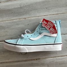 Vans 1.5 Kids, Light Blue, Brand New With Tags, Zip Up In Back Fun Blue Sneakers For School, Cute Blue Slip-on Sneakers, Blue Vans Sneakers For School, Cute Vans Sneakers For School, Blue Vans Sneakers For Spring, Fun Blue Sneakers For Spring, Spring Light Blue Vans Sneakers, Casual Light Blue Vans Sneakers, Fun Blue Spring Sneakers