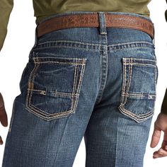 Fitted Straight Jeans With Belt Loops, Fitted Medium Wash Bottoms With Welt Pockets, Fitted Bottoms With Welt Pockets In Medium Wash, Rugged Fitted Straight Leg Jeans, Rugged Fitted Jeans With Five Pockets, Rugged Fitted Cotton Bottoms, Fitted Jeans With Welt Pockets And Standard Cut Leg, Fitted Rugged Cotton Bottoms, Rugged Fitted Straight Leg Bottoms