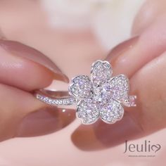 BOGO 40% OFF (Code: H40) Flower Shaped Promise Ring, Cubic Zirconia Flower Promise Ring, Fine Jewelry Flower Ring With Halo Design, Fine Jewelry White Flower Ring With Brilliant Cut, White Flower Ring With Brilliant Cut Fine Jewelry, Diamond White Flower Ring For Promise, Cubic Zirconia Flower Ring Fine Jewelry, Cubic Zirconia Flower Ring In Fine Jewelry Style, Cubic Zirconia Flower Shaped Fine Jewelry Ring