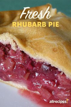 fresh rhubarb pie with text overlay