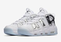 Nike Retail, Nike Air Uptempo, Nike Air More Uptempo, Nike Air More, White Basketball Shoes, Nike Snkrs, Kicks Shoes, White Chrome, Latest Sneakers