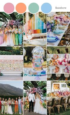 a collage of photos with different colors and themes for a wedding party or bridal