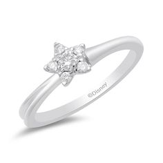 Disney Tinker Bell Inspired Diamond Promise Ring in Sterling Silver 1/6 CTTW | Enchanted Disney Fine Jewelry Star Sculpture, Enchanted Disney, Enchanted Disney Fine Jewelry, Diamond Promise Ring, Ring Inspo, Designer Diamond Jewellery, Bridal Jewelry Collection, Diamond Promise Rings, Symbolic Jewelry