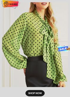 Polka Dots Loose Elegant Long Sleeve Blouse Buy Blouse, Trendy Girl, Work Blouse, Fashion Lifestyle, African Fashion, Sleeve Blouse, Autumn Fashion, Polka Dots, Long Sleeve Blouse