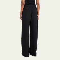 Valentino Garavani silk wide-leg pants  High rise Elasticated waistband Four-pocket style Relaxed fit Full length Pull-on style Silk Made in Italy Formal Wide Leg Pants With Side Pockets, Evening Wide Leg Trousers With Elastic Waistband, Straight Evening Pants With Pockets, Evening Trousers With Elastic Waistband, Evening Straight Pants With Pockets, Wide Leg Trousers With Elastic Waistband For Evening, Evening Bottoms With Elastic Waistband Straight Pants, Elastic Waistband Trousers For Evening, Wide-leg Pants For Evening Wear