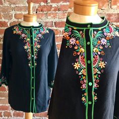 Vintage Bob Mackie Embroidered Floral & Fruit Cardigan Sweater, Boho, Small Spring Embroidered Crew Neck Outerwear, Fitted Cotton Sweater With Floral Embroidery, Spring Embroidered Cotton Sweater, Spring Cotton Embroidered Sweater, Long Sleeve Cotton Cardigan With Floral Embroidery, Fitted Cotton Cardigan With Floral Embroidery, Fall Floral Embroidered Cotton Cardigan, Fitted Embroidered Cotton Cardigan, Winter Cardigan With Multicolor Embroidery