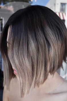 Ombre Short Hair, Grey Blending, Short Ombre Hair, Short Dark Hair, Brown Ombre Hair, Edgy Haircuts, Ombré Hair, Short Hair Balayage, Hair Balayage