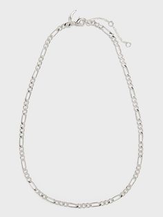 Dress it up or dress it down, our jewelry collection is filled with pieces that add instant polish.  Lobster clasp.  Length: 16" (40. 6cm) with 2" extender. Luxury White Figaro Chain Necklaces, Trendy Silver Figaro Chain Necklace, Trendy Silver Jewelry With Figaro Chain, Silver Clavicle Chain Jewelry With Oval Link, Silver Metal Jewelry With Figaro Chain, Everyday White Figaro Chain Necklace, Silver Figaro Chain For Jewelry Making, Silver Figaro Chain Choker Necklace, Silver Figaro Chain Necklace Choker