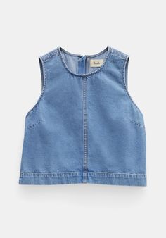 Valerie Denim Top Denim Tank, Denim Essentials, Denim Crop Top, Tailored Trousers, Cotton Top, Denim Top, Summer 2024, Cotton Tops, Clothing Patterns