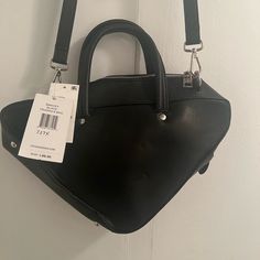 Brand New ! Steve Madden Cross Body Bag -Black Trendy Black Business Satchel, Trendy Black Satchel With Top Carry Handle, Black Shoulder Bag With Zipper For Shopping, Black Shoulder Bag With Zipper Closure For Shopping, Black Satchel For Shopping, Modern Black Handheld Satchel, Black Satchel With Zipper Closure, Black Satchel With Zipper For Everyday Use, Trendy Black Everyday Satchel