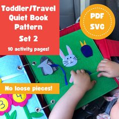 "Make a Quiet Book (aka Busy Book) perfect for toddlers or your travels with this PDF sewing pattern.  It's a great sensory activity with different textures and flaps to lift.  It has no loose pieces and is smaller in size.  It's such a unique screen-free activity for the car, appointments, restaurants, church, and more! This is a bundle of 10 page patterns.  The cover tutorial is also included! It is a digital download that will be available as soon as you purchase *no product will be shipped*!   The download includes the following: - Detailed instructions on how to put your book together -Cover tutorial - 10 page templates with detailed instructions AND SVG files (to use with a machine that cuts felt like the Cricut Maker): 👑 Ocean Lift the Flaps - lift the rock, mermaid tail, and cave Diy Quiet Book, Book Sewing, 2 Template, Quiet Book Templates, Diy Quiet Books, Quiet Activities, Screen Free Activities, Toddler Quiet Book, Felt Books