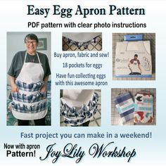 an advertisement for the easy egg apron pattern