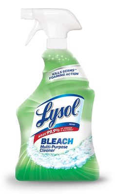 a bottle of lysol bleach on a white background