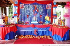 an elaborately decorated stage set up for a children's birthday party