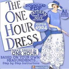 1920's 1 HOUR Dress Make Your Own Frock Patterns Like - Etsy 1920s Dress Pattern, One Hour Dress, 1920's Flapper, Frock Patterns, Make Your Own Clothes, Jazz Age, Motif Vintage, 1920s Dress, My Sewing Room