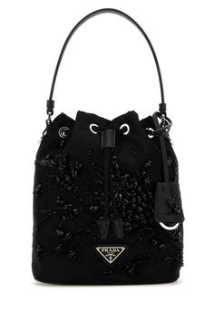 Black Nylon Bucket Bag from Prada Prada Bucket Bag, Prada Mini, Prada Women, Bucket Handbags, Jimmy Choo Bag, Prada Crossbody, Bottega Veneta Shoulder Bag, Beautiful Boots, Prada Crossbody Bag