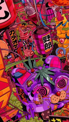 an image of a cartoon character surrounded by food