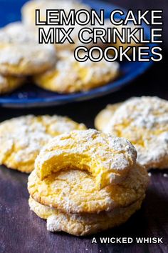 lemon cake mix crinkle cookies on a table